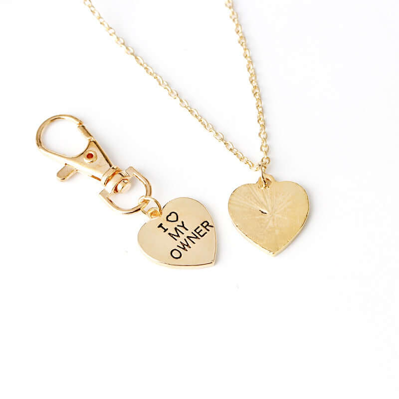 2pc Jewelry Matching Owner-Dog Necklace & Chain Set