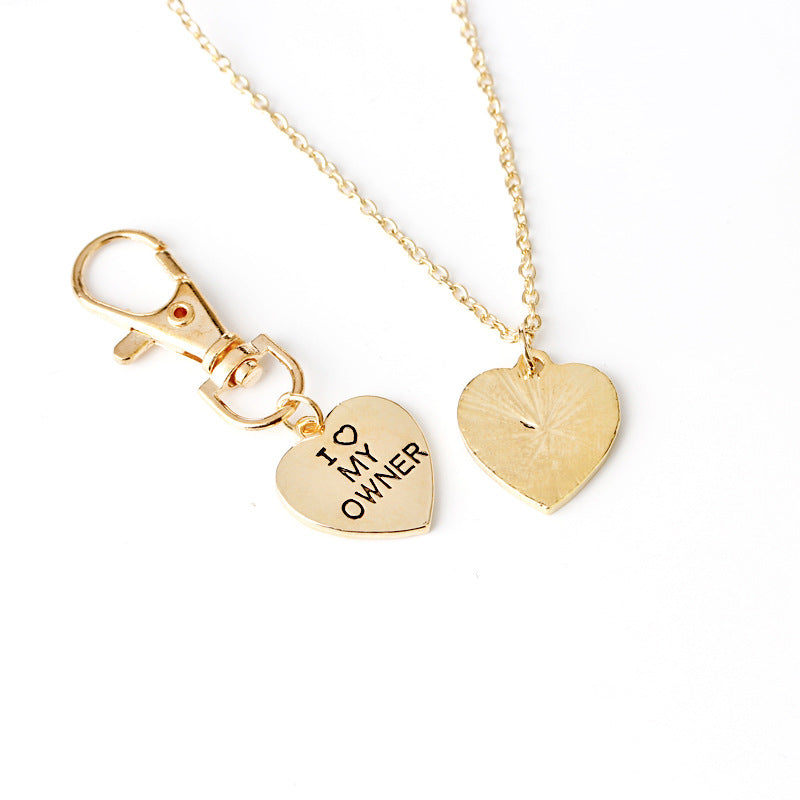 "I Love My Owner, I Love My Dog" 2pc Owner-Dog Necklace and Chain Set